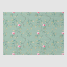 Papel de Tejido Floral Verde Cameo