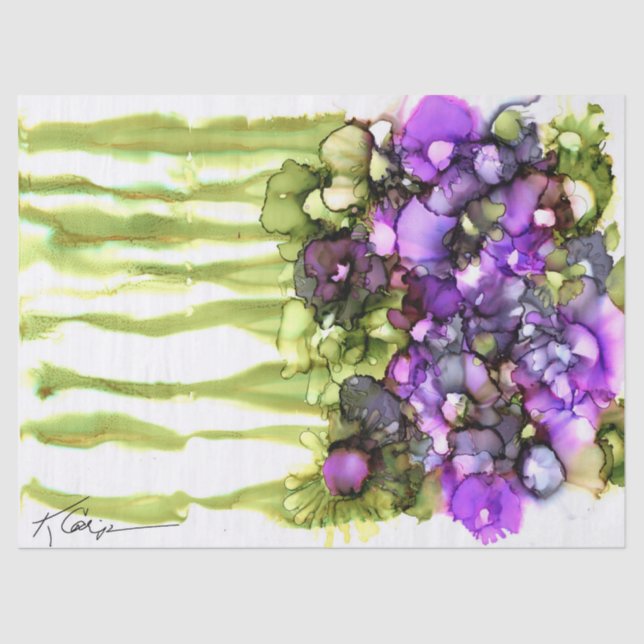 Seda papel de tejido floral vibrante (Anverso)