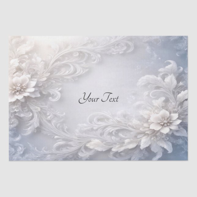 Seda Papel de tejido florido y floral blanco (Anverso)