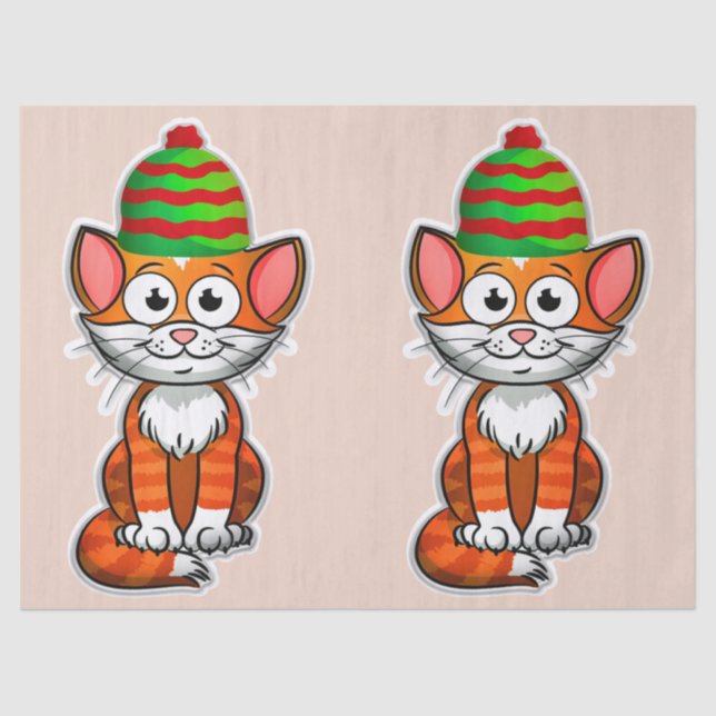 Seda Papel de tejido gatito para navidades (Anverso)