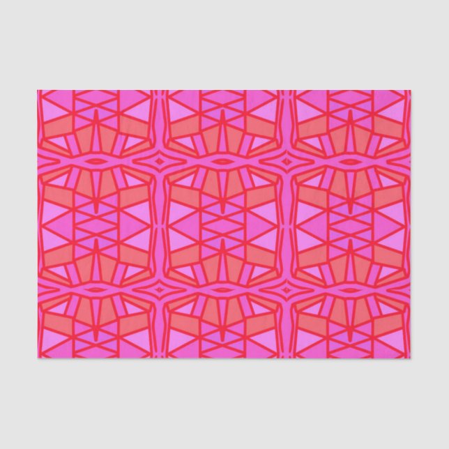 Seda Papel de tejido geométrico rosado caliente (Anverso)