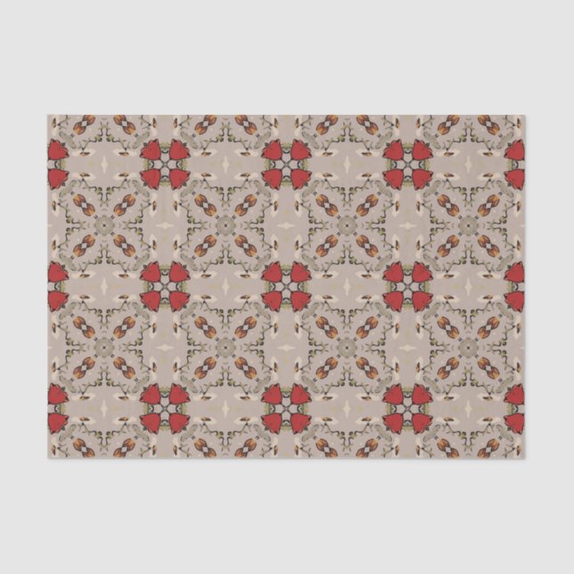 Seda Papel de tejido geométrico tulipano rojo (Anverso)