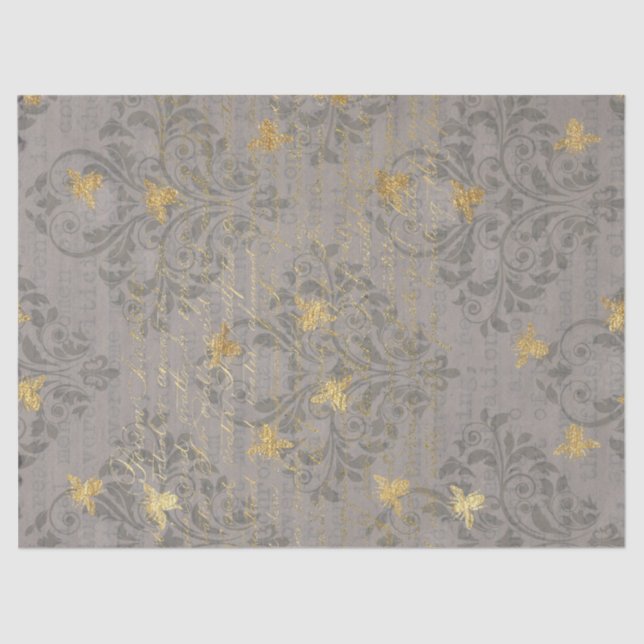 Seda Papel de Tejido Gold Bee and Scrooupage (Anverso)