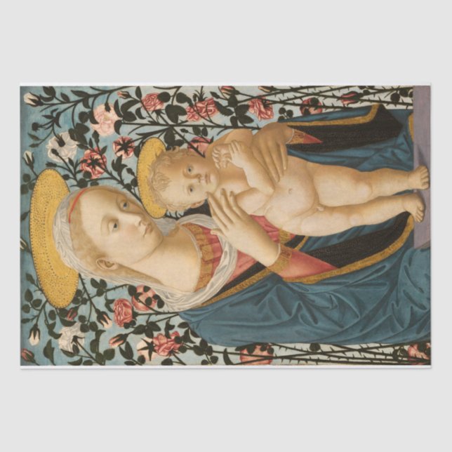 SEDA PAPEL DE TEJIDO : MADONNA Y NIÑO : 1942 (Anverso)
