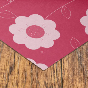 Seda Papel de tejido magenta de patrón floral negrita