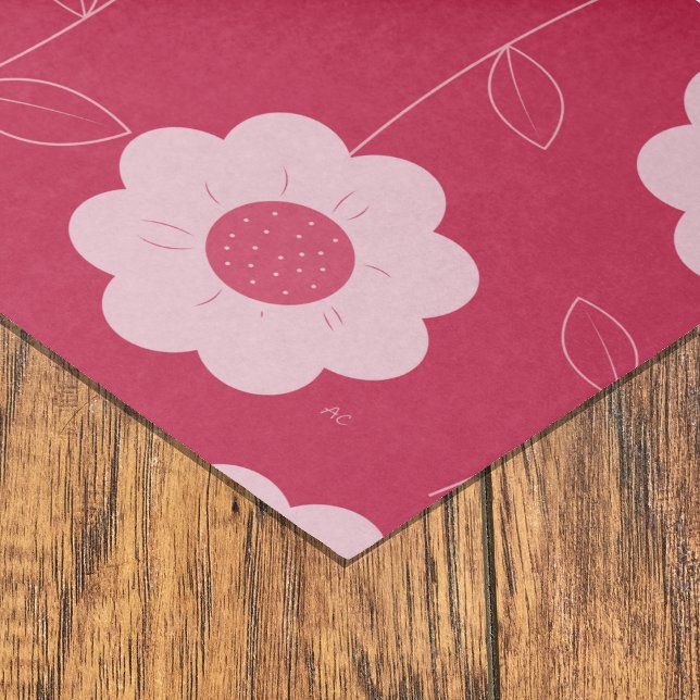 Seda Papel de tejido magenta de patrón floral negrita (Subido por el creador)
