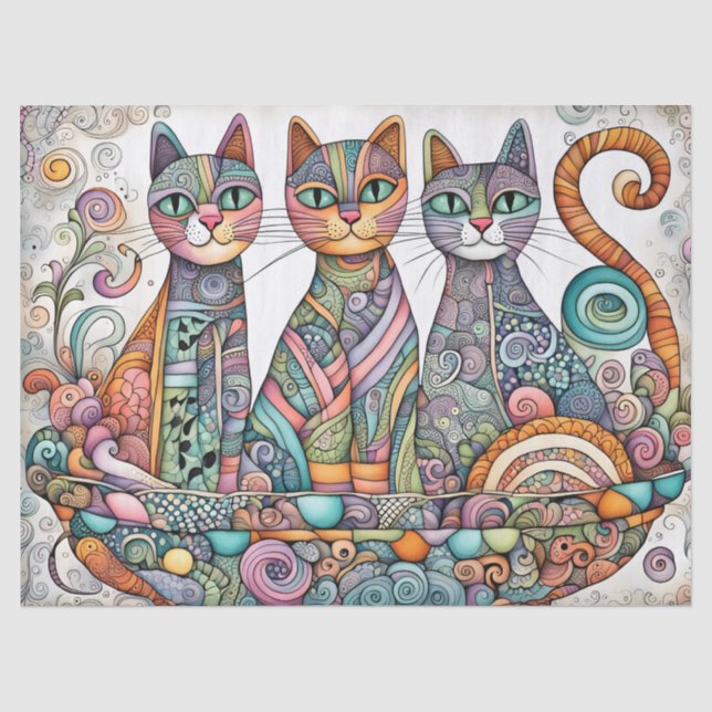 Seda papel de tejido para gatos tranquilizantes (Anverso)