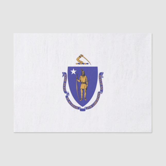 Seda Papel de tejido patriótico con bandera de Massachu (Anverso)