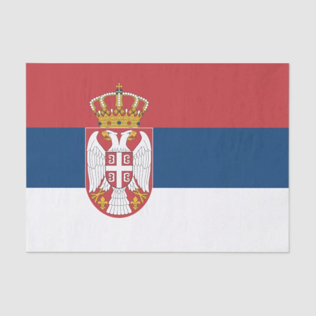 Seda Papel de tejido patriótico con bandera de Serbia (Anverso)