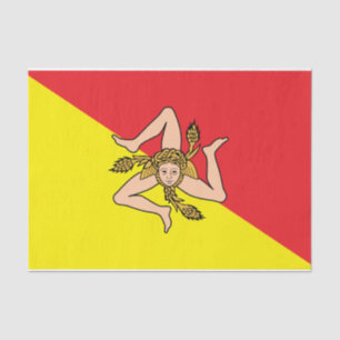 Seda Papel de tejido patriótico con bandera de Sicilia,