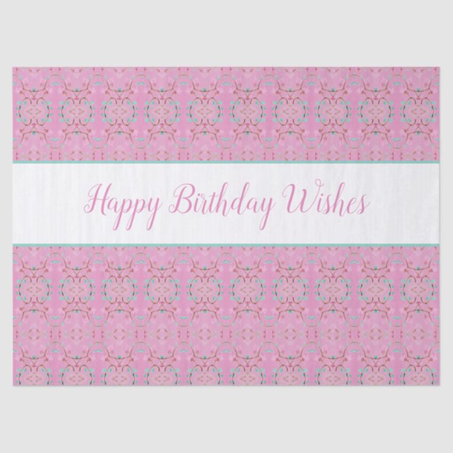 Seda Papel De Tejido Patterado Con Feliz Cumpleaños (Anverso)