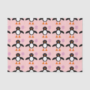 Seda Papel de tejido pingüino de una niña rosa