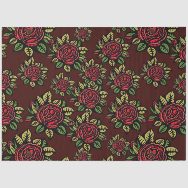 Seda papel de tejido rosa rojo (Anverso)