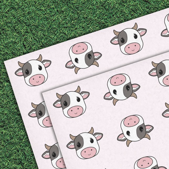 Seda Papel de tejido rosado con patrón de vaca suave (Cute Cow Pink Tissue Paper)