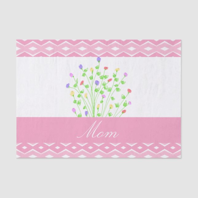 Seda Papel De Tejido Rosado Patterado Para Mamá (Anverso)