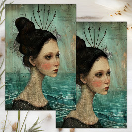 SEDA PAPEL DE TEJIDO SIREN OF SEA DECOUPAGE