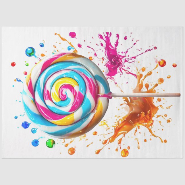 Seda Papel De Tejido Swirl Lollipop Mulitcolorea (Anverso)