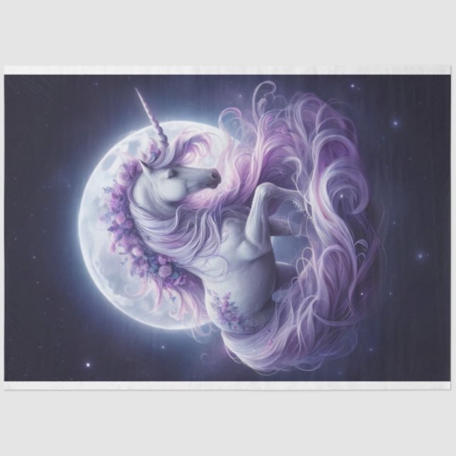 Seda Papel de tejido unicornio lunar (Anverso)