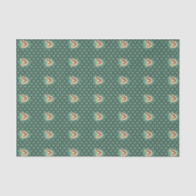 Seda Papel de tejido verde azulado geométrico Rosy Mapl (Anverso)