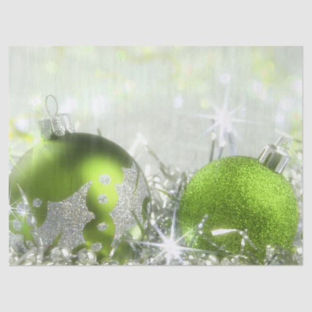 Seda Papel De Tejido Verde Y Plateado Para Navidades (Anverso)