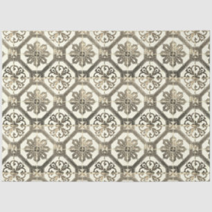 Seda Papel De Tejido Vintage Floral Delft Tile