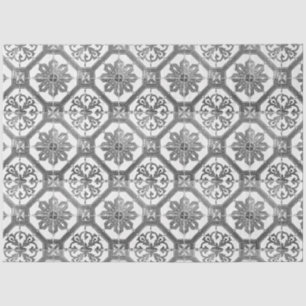 Seda Papel De Tejido Vintage Floral Delft Tile