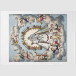 SEDA PAPEL DE TEJIDO: VIRGEN E INFANTE CON ÁNGELES