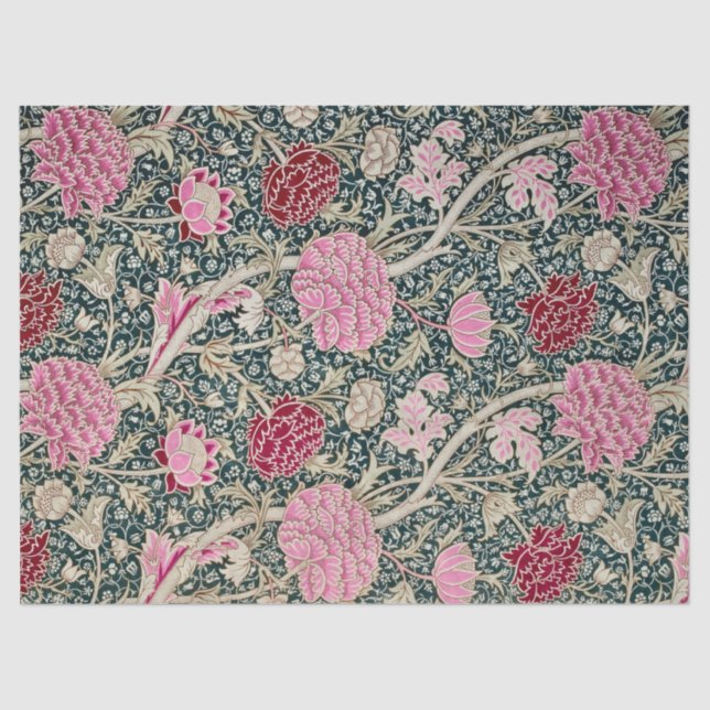SEDA PAPEL DE TEJIDO : WILLIAM MORRIS : DISEÑO DE LOCUR (Anverso)