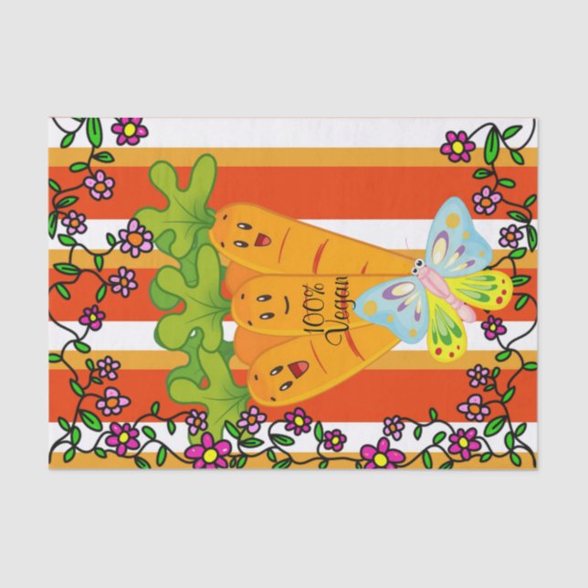 Seda Papel de tejidos 100% Vegan Carrots Peas (Anverso)