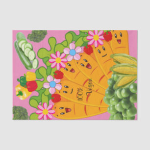 Seda Papel de tejidos 100% Vegan Carrots Peas Floral