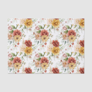 Seda Papel de tejidos (3) Pequeño patrón Peonies rojos 