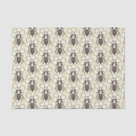 Seda Papel de tejidos - Abejas con amarillo pálido