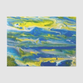 Seda Papel de tejidos abstracto azul y amarillo