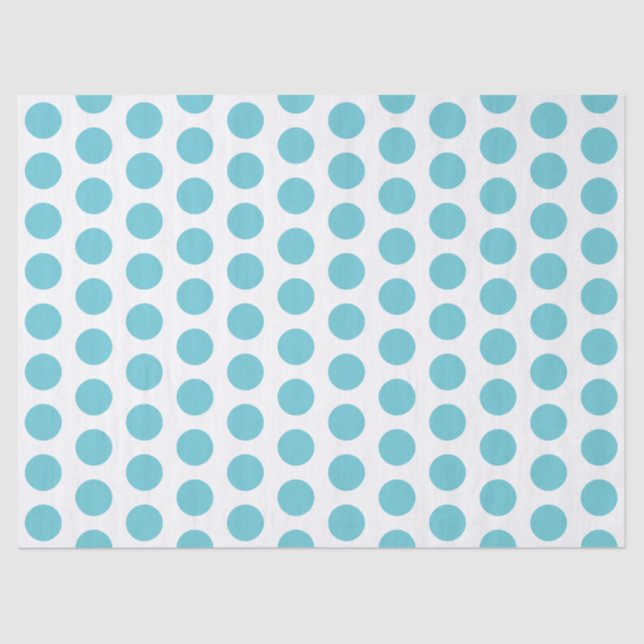 Seda Papel de tejidos Aqua Blue Polka Dots (Anverso)