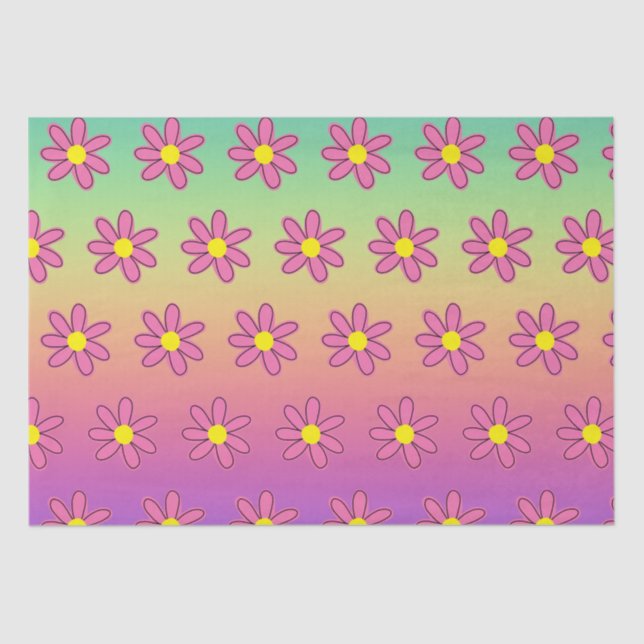 Seda Papel de tejidos arcoiris y flores (Anverso)