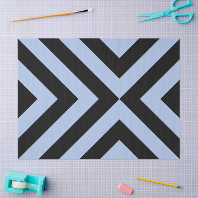 Seda Papel de tejidos azul claro y negro para chevrs (Artesanía)
