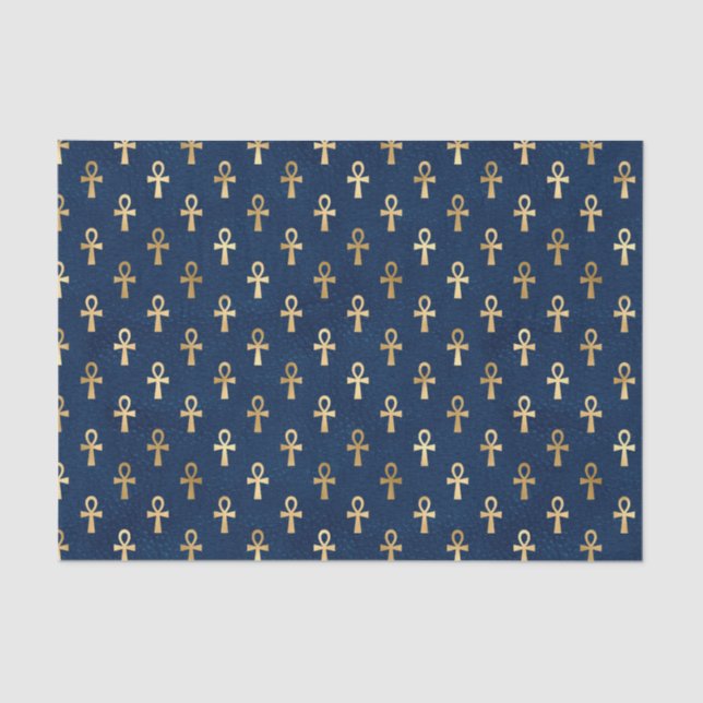 Seda Papel de tejidos azul egipcio en el Ankh | Ajuste  (Anverso)