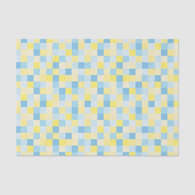 Seda Papel de tejidos azul y amarillo (Anverso)