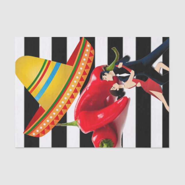 Seda Papel de tejidos bailarinas mexicanas banda negra (Anverso)