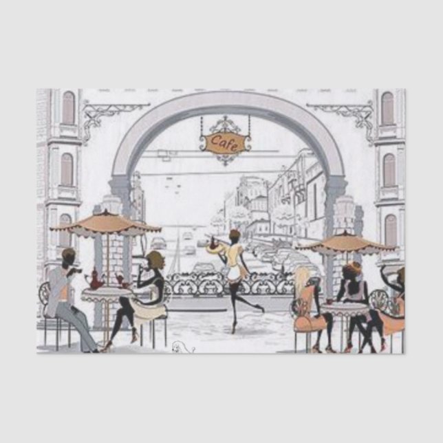 Seda Papel de tejidos Café París Francia (Anverso)