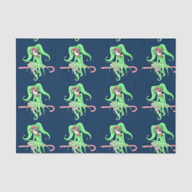 Seda Papel de tejidos Candy Cane Elf (Anverso)