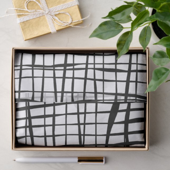 Seda Papel de tejidos cercados en malla blanca y negra  (Regalo )