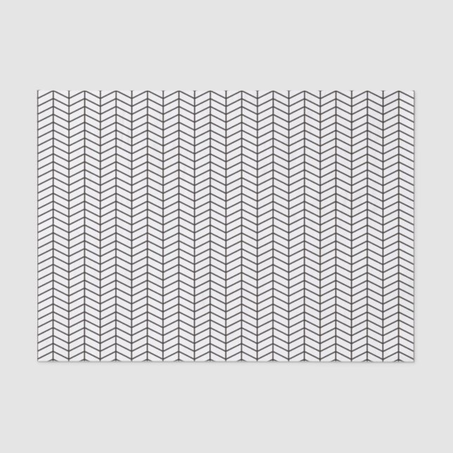 Seda Papel de tejidos Chevron - Negro sobre blanco (Anverso)