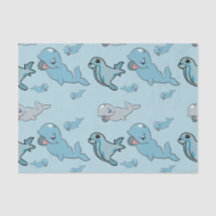 Papel de tejidos con ballenas y focas