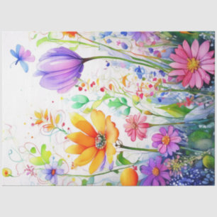 Seda Papel de tejidos con colores florales de primavera