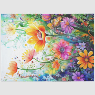 Seda Papel de tejidos con colores florales de primavera