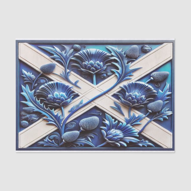 Seda Papel de tejidos con el diseño Scottish Thistles (Anverso)