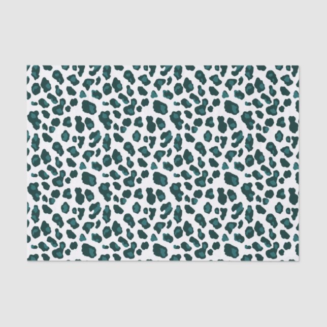 Seda Papel de tejidos con estampado de leopardo Verde a (Anverso)