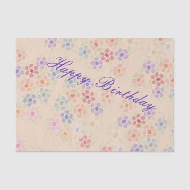 Seda Papel de tejidos con flores de bonito Pastel (Anverso)