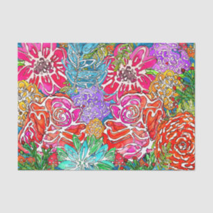 Seda Papel de tejidos con flores de colores y estilo